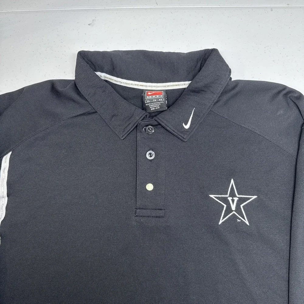 Vanderbilt Commodores Mens Nike Dri-Fit Black Team Apparel Golf Polo Shirt, XL